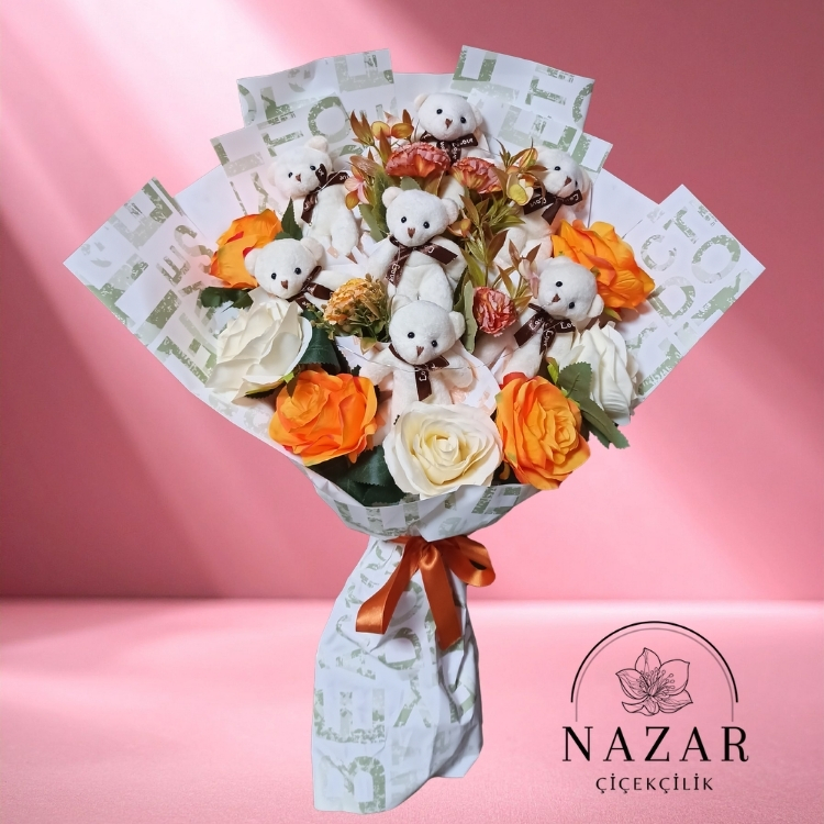 7 Ayıcıklı Buket Tasarımları (4 FARKLI RENK SEÇENEĞİ)