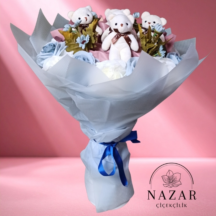 5 Ayıcıklı Turkuaz Demet